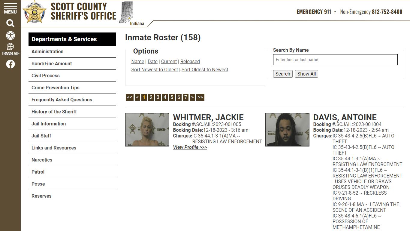 Inmate Roster (163) - Scott County Sheriff